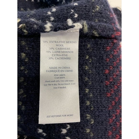 Faherty Denver Cashmere Women's Blue Striped Wool Cashmere Sweater XS/S - Picture 7 of 7